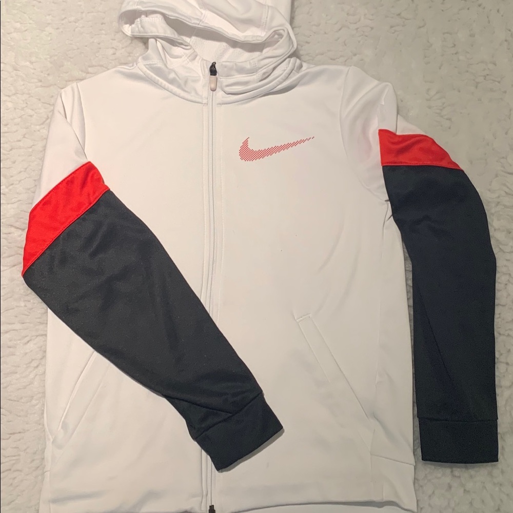 Boys Nike black white red zip hoodie